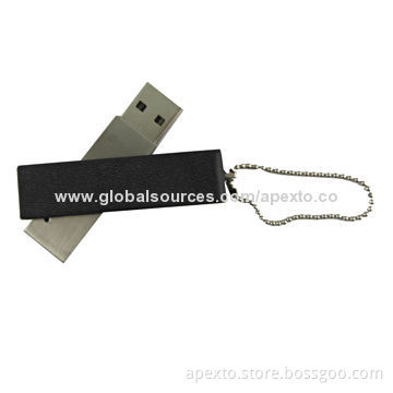 Leather Swivel USB Flash Drive, Customized Packaging Types/Logos Accepted, 256MB to 32GB